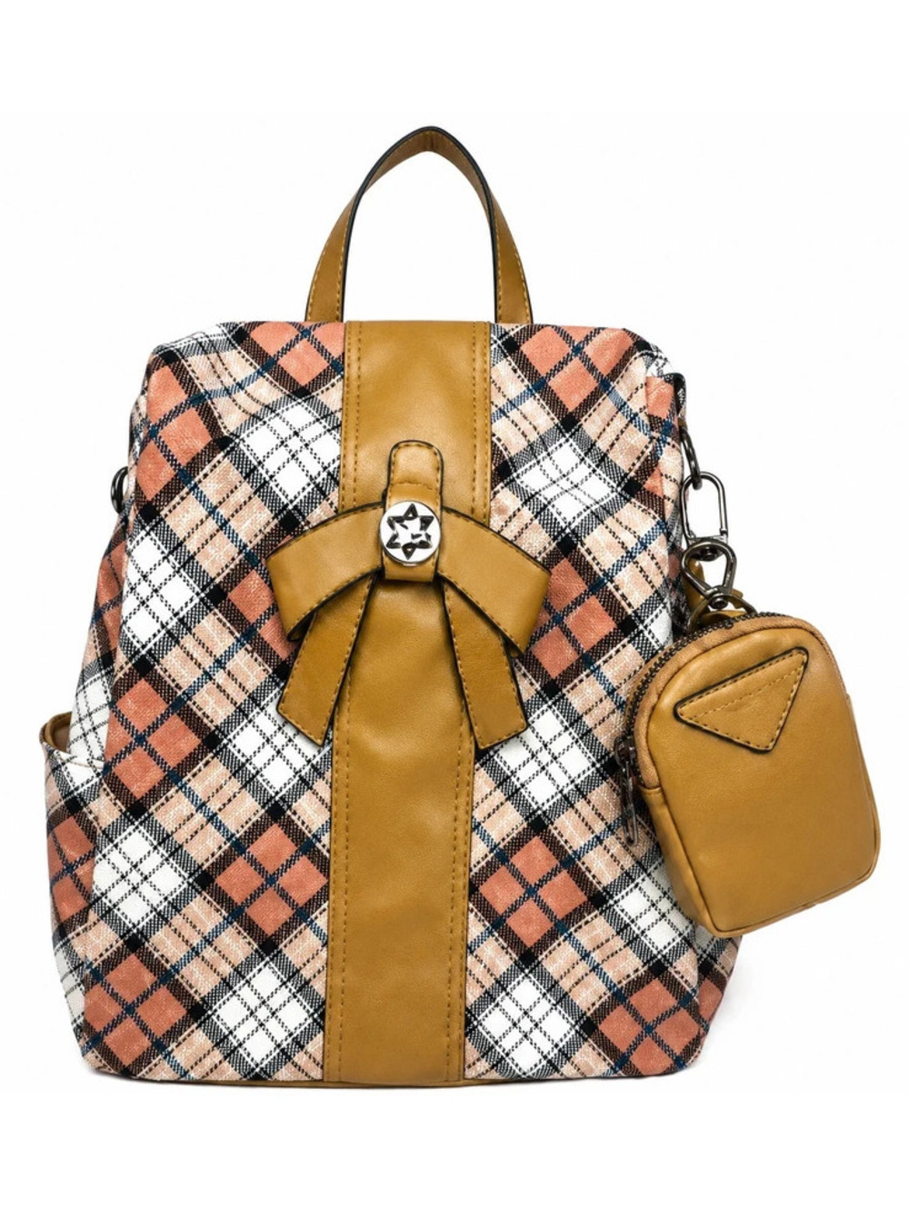 NWT zocall plaid backpack purse with matching pouch